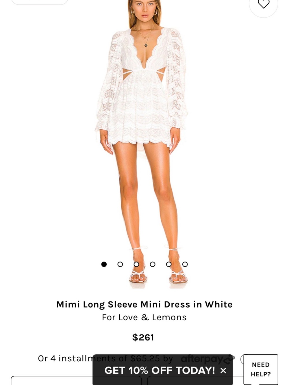 For Love And Lemons White Lace Long‑Sleeve Mini Dress